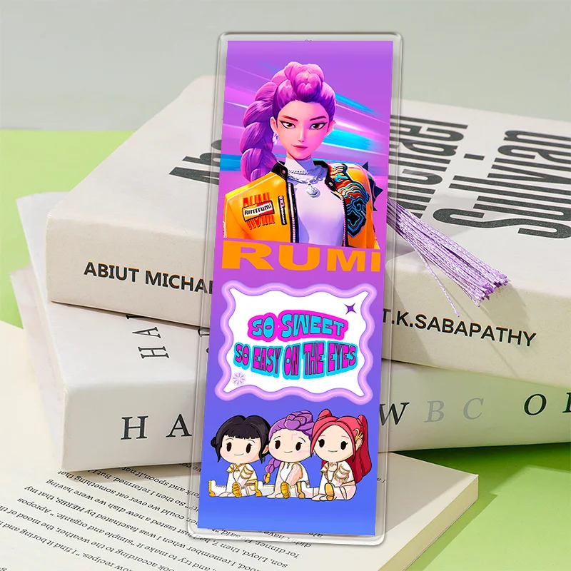 

15cm K-POP Student Creative Reading Page Holder HUNTRX Sajaboys Long Tassel Bookmarks Stationery Gift for Book Clubs Book Lovers