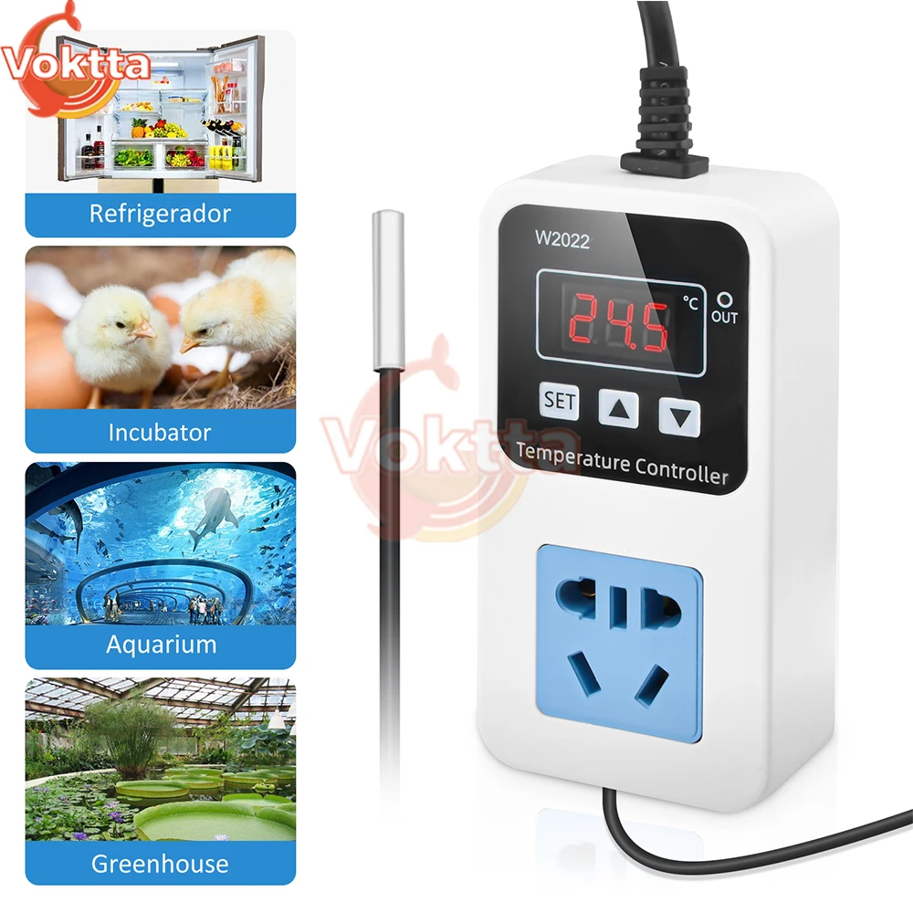 AC110V-220V Digital Temperature Controller Socket Adjustable Heating Cooling Control Thermostat Regulator NTC Temperature Sensor