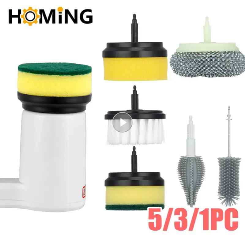 1/3/5pc Electric Cleaning Brush Heads Dish Washers Wireless  Dish Washing Brush Kitchen Bathtub Tile Stains Cleaning Tools