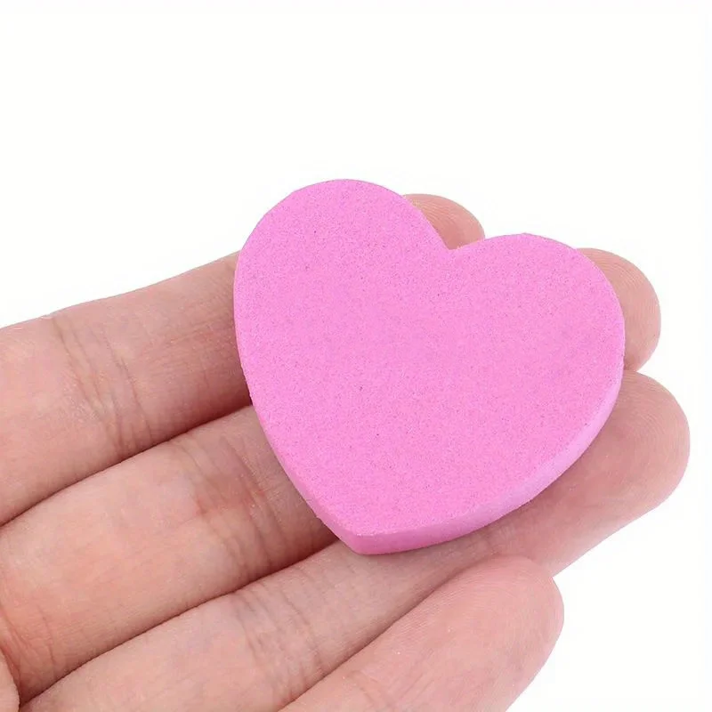 20pcs Pink Sponge Nail Files Blocks Double-sided Polishing Sanding Lime Buffer Heart Shape Sandpaper Manicure Tools Nail Art DIY
