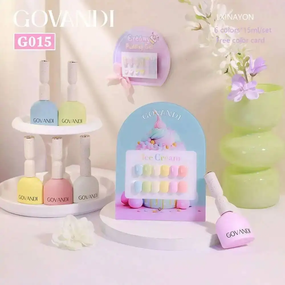 Juego de esmaltes de uñas en Gel, 6 uds., leche en crema de alta gama, 15ml, barnizes de Gel LED UV en remojo con tarjeta de Color gratis para laca de salón de uñas de 15ml