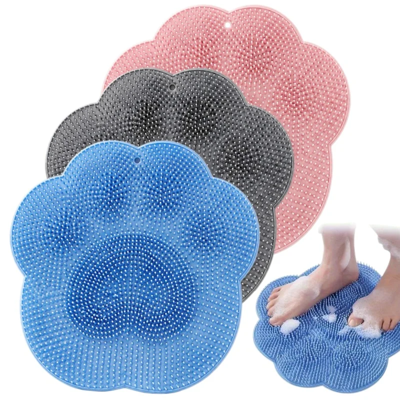 1/2pcs Bath Massage Cleaner Mat Multi-functional Back Scrubber Tool Shower Foot Brush Pad for Home Bathroom Lazy Washing Supplie