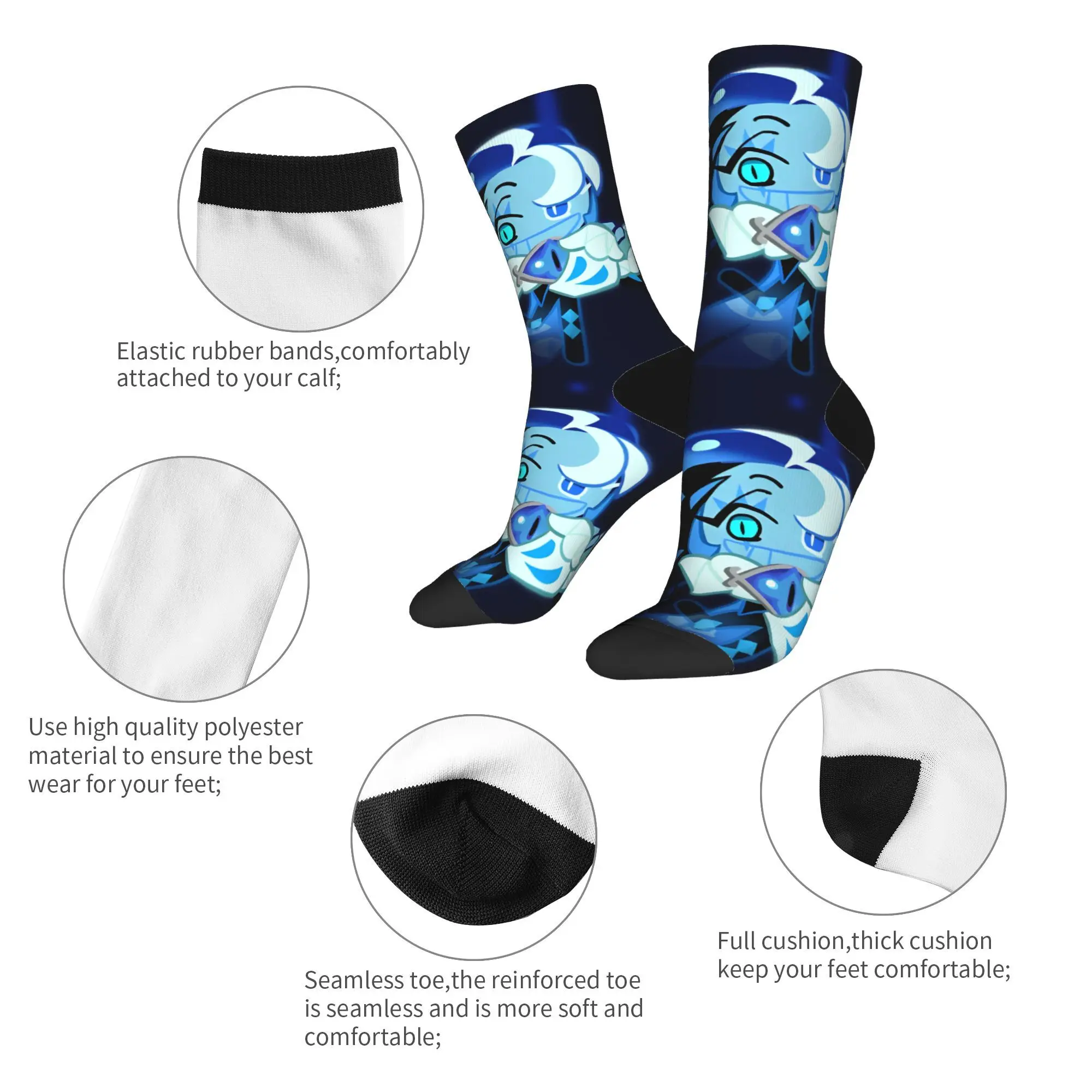 Shadow Milk Cookie Run Kingdom Socks Men's Women's Cartoon Anime Socks Hip Hop Spring Autumn Winter Middle Tube Socks Gift