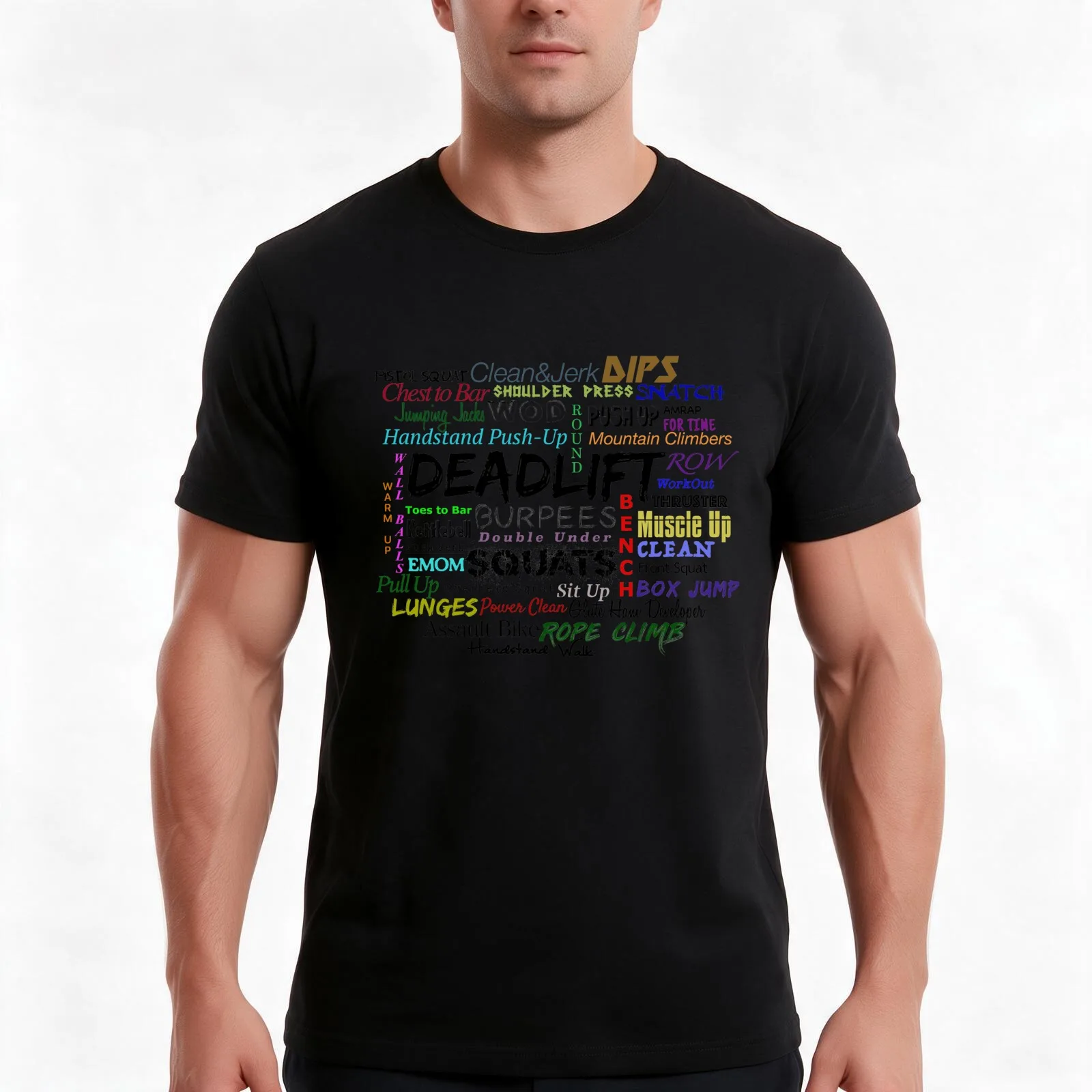 Crossfit, Deadlift, Squats, Burpees ... Color Edition T-Shirt, Summer Casual Cotton Tee, Oversized Streetwear Tops, 100% Cotton