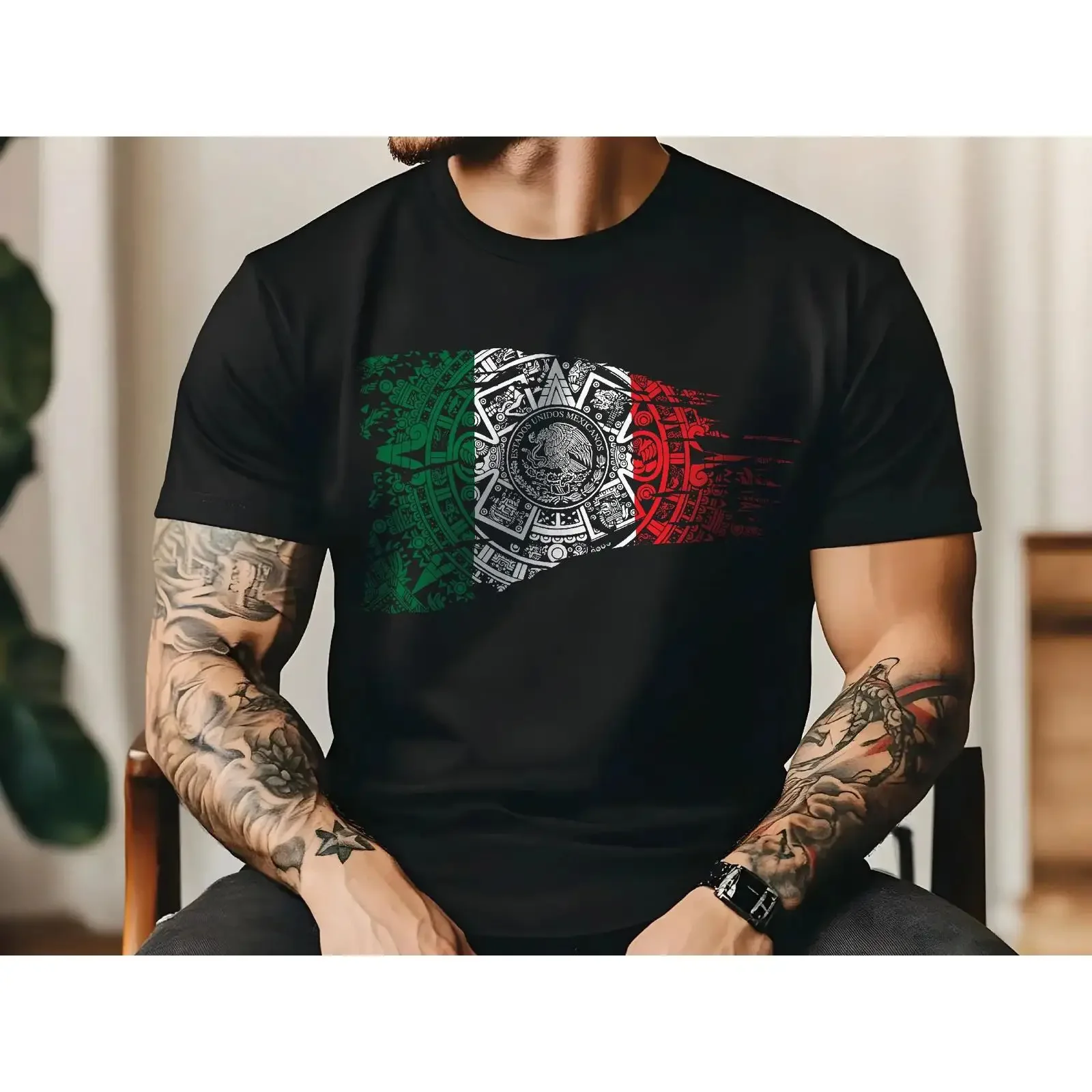 Aztec Empire Mexican Flag Mesoamerican Culture T Shirt vintage Washed Soft Stylish Versatile Unisex Breathable homme