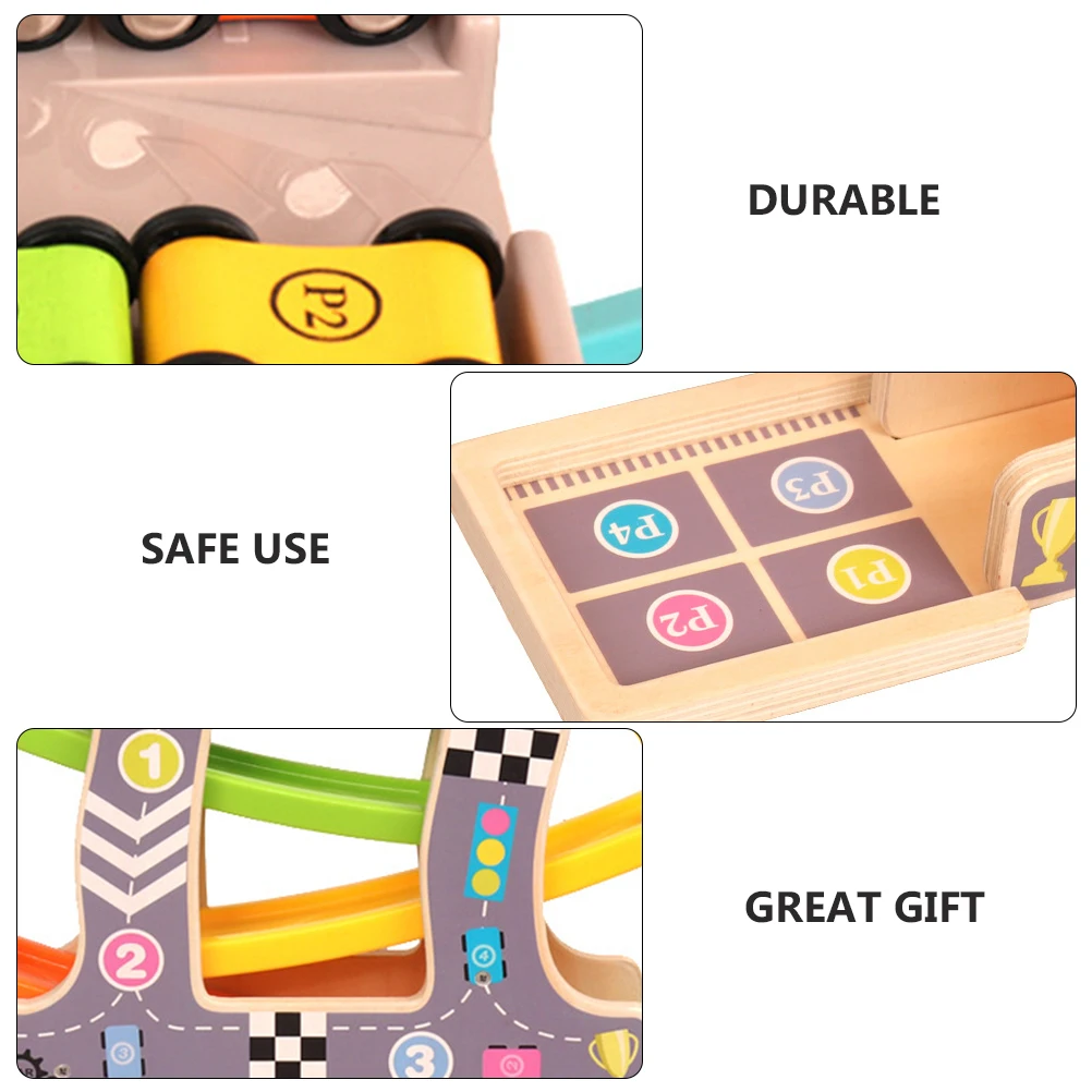 Wooden Track Car Gliding Toy Kids Puzzle Plaything Early Education Interactive Birthday Gift Building Blocks Domino