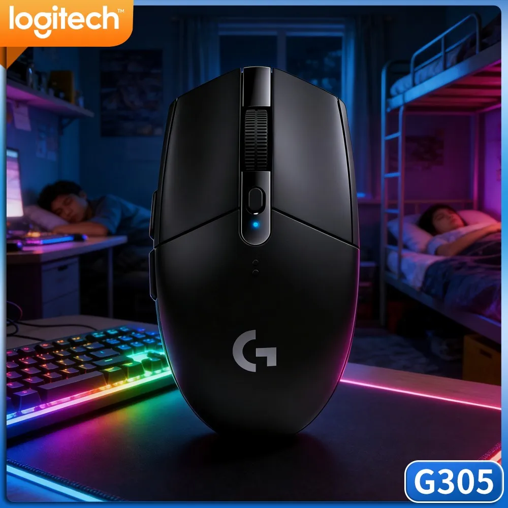 G305 Logitech LIGHTSPEED Smooth‑Run Gamer Mouse,HERO 12000 DPI Sensor,6 Custom Buttons,250H Battery Life Work On PC Mac