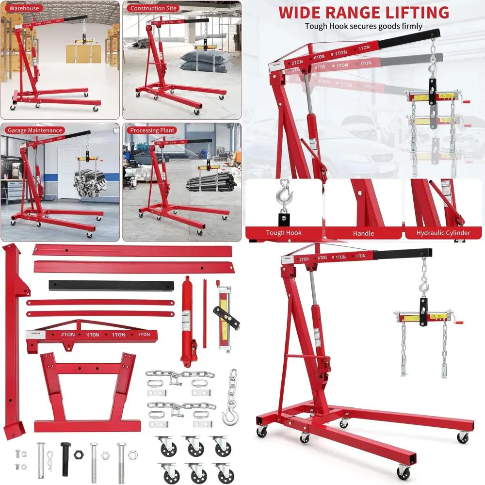 

2-тонный складной гидравлический подъемник двигателя с выравнивателем нагрузки, емкостью 44 фунта, сверхмощный сборщик вишни, 6 поворотных колес и гидравлический насос A