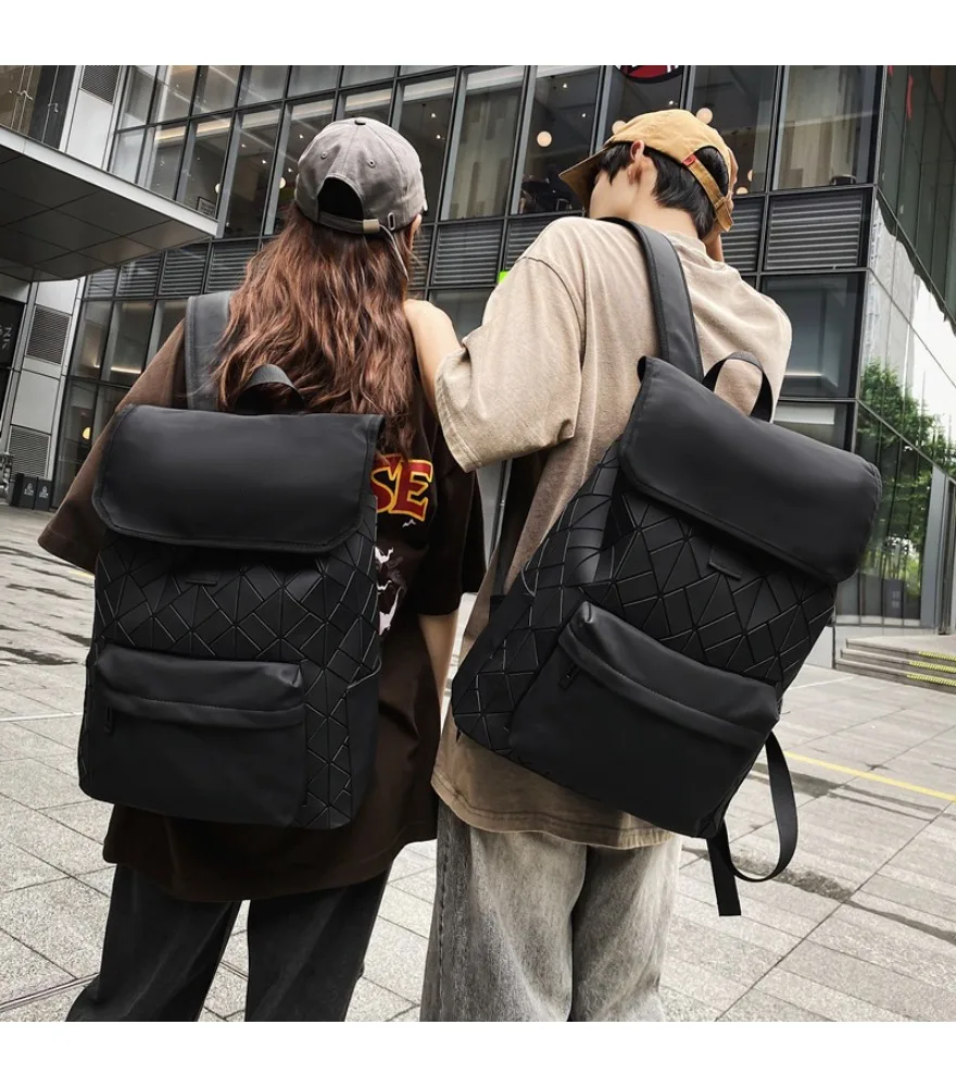 Backpack men's new trendy brand plaid backpack large capacity commuting computer bag junior high school student schoolbag