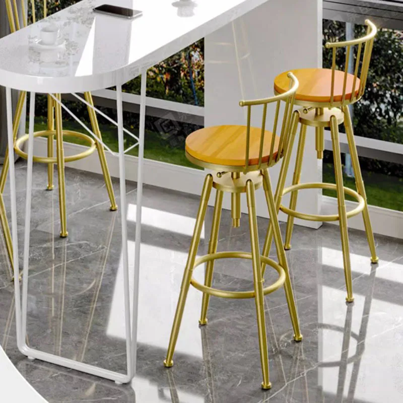 Tabouret de Bar Minimstartbar à Dossier Rond localité, Chaise Nordique Moderne Confortable et Réglable en Velours, Mobilier