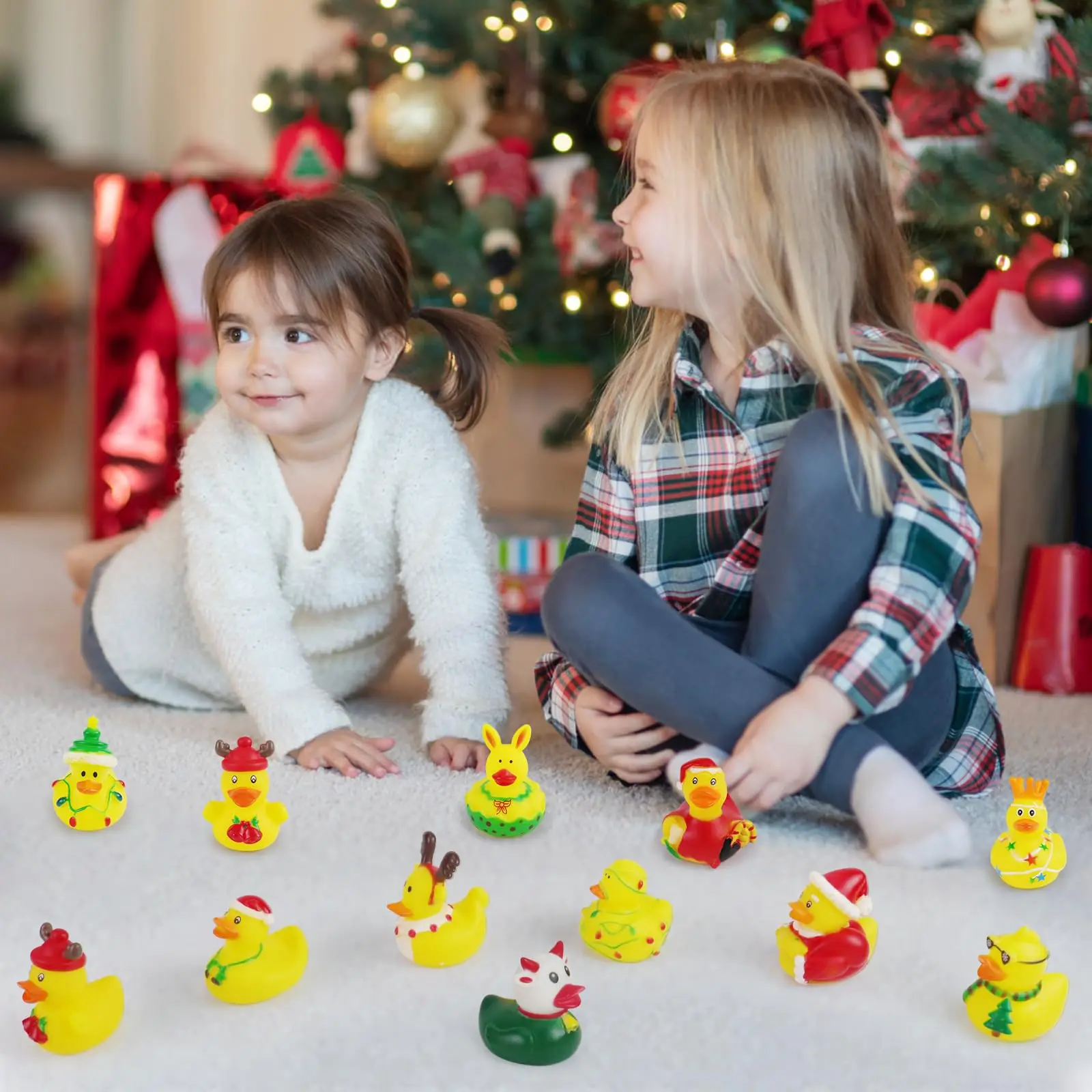 1-100pcs Christmas Rubber Ducks  Accessories Jeep Duckies Toys for Kids Christmas Party Favors,Gift Exchange,Christmas