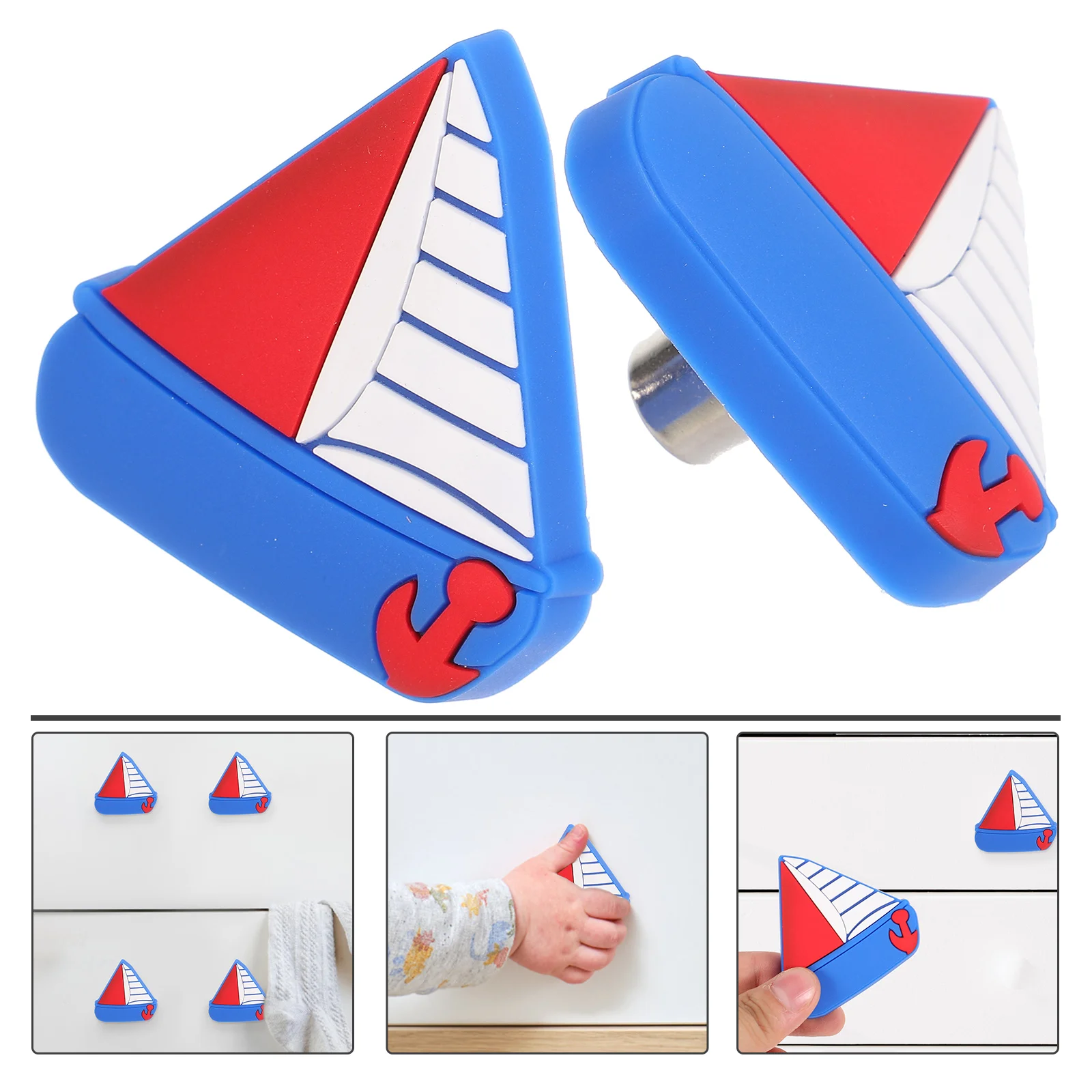 

2Pcs Sailboat Shaped Plastic Drawer Pulls Cabinet Handles for Bedroom Kids Room Furniture Knobs Durable Wear Resistant