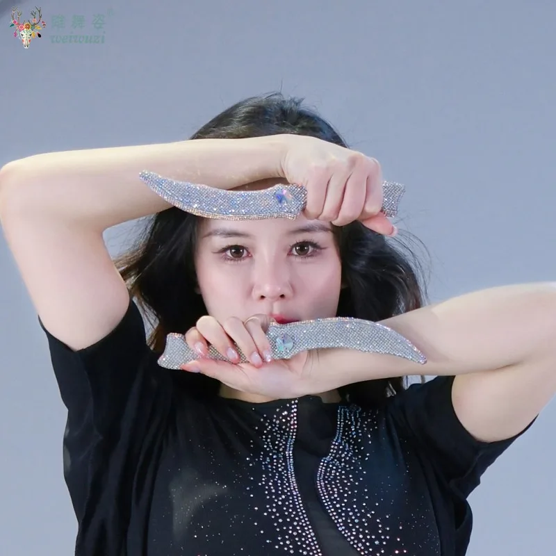 Dança do ventre sênior ab pedras competição ornamento adulto e criança iraquiano balanço de cabelo dança oriental realizar prop faca acessórios