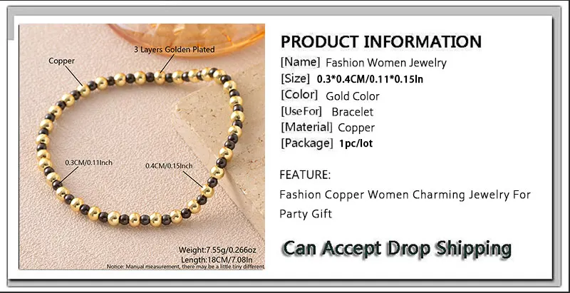 MHS.SUN Trendy Metall Ball Perlen Armbänder Mix Farben Elastische Perlen Armband Bankett Party Für Frauen Mädchen Schmuck Geschenke – Detail 15