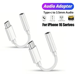 1-2Pcs Type C To 3.5 mm Aux Adapter Jack Audio Cable for Huawei Xiaomi Redmi POCO Sumsang Aux Cable for iPhone 16 15 Serives