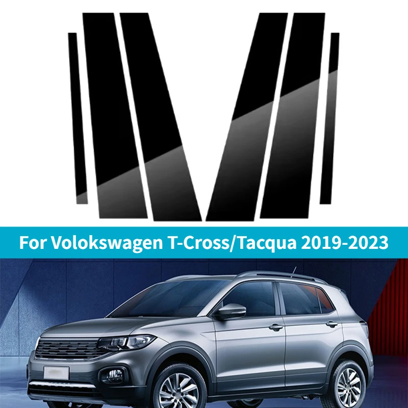 Наклейки-декали на стойки и дверные накладки для Volkswagen T-Cross/Tacqua 2019-2023, 8 шт.