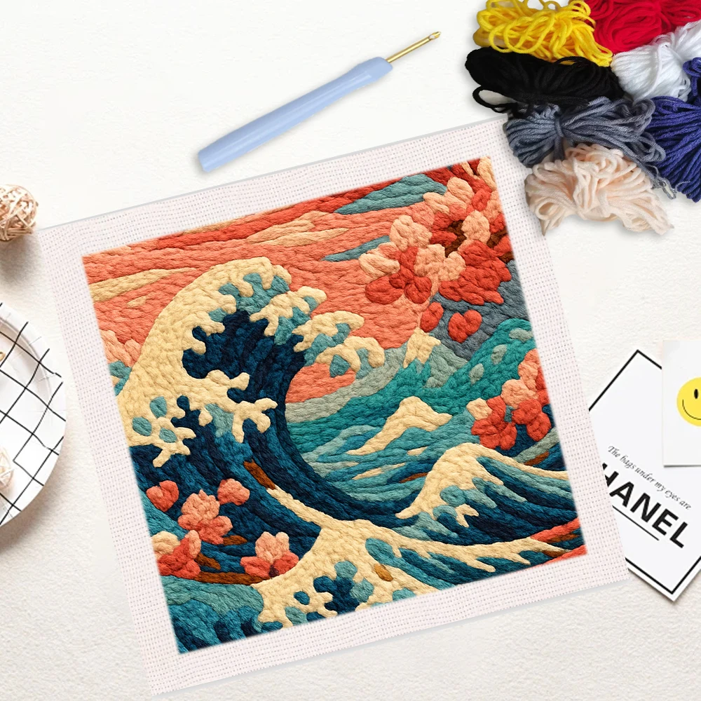 

Волновой пейзаж, набор для вышивания игл для начинающих, набор для вышивания пялец, стартовый дырокол, игла, инструмент для художественного ремесла