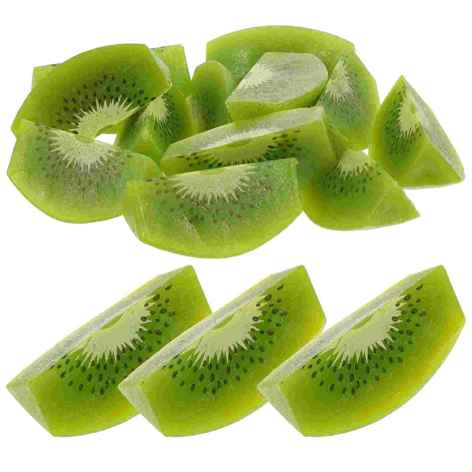 12 Pcs Artificial Fruits Decor Simulated Kiwi Scene Adornment Dining Table Pvc Fake Slice