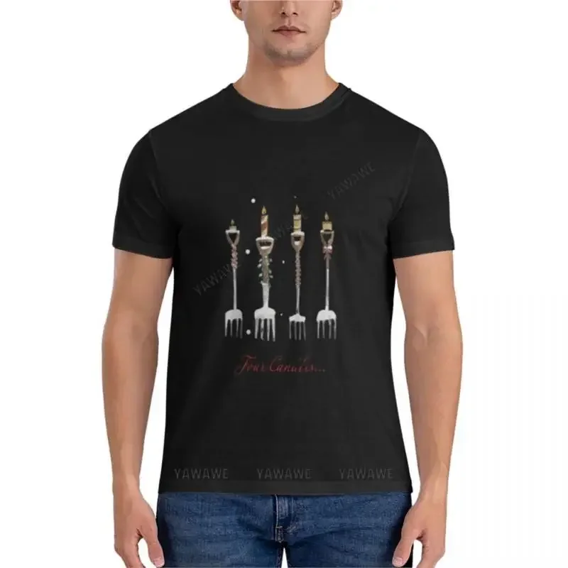 T-shirt «Four Candles fork» pour homme, vêtement esthétique, taille, motif médical