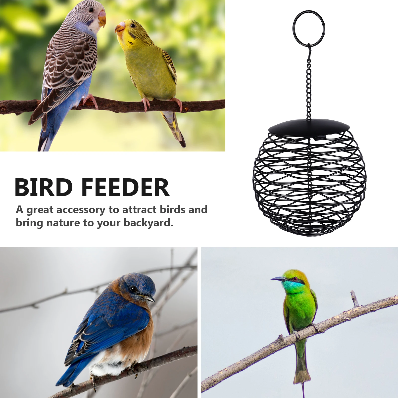 

Hanging Bird Feeder Outside Round Hummingbird Feeders Black Durable Reusable Eco Friendly Garden Backyard Pet Bird