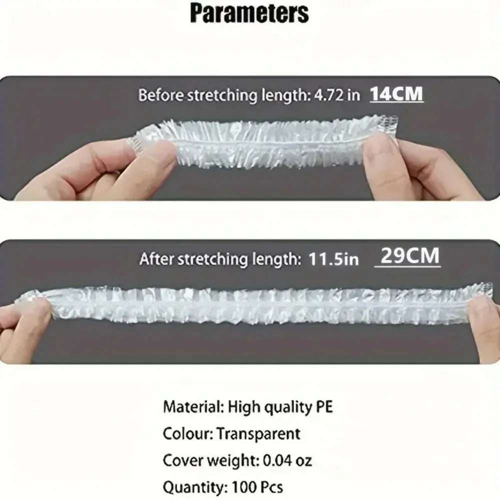 100PCS Transparente Frische-halten Abdeckung Lebensmittel Lagerung Abdeckungen Für Obst Gemüse Wiederverwendbare Schüssel Abdeckung Kunststoff Schüssel Platte Dichtung wickeln – Detail 3