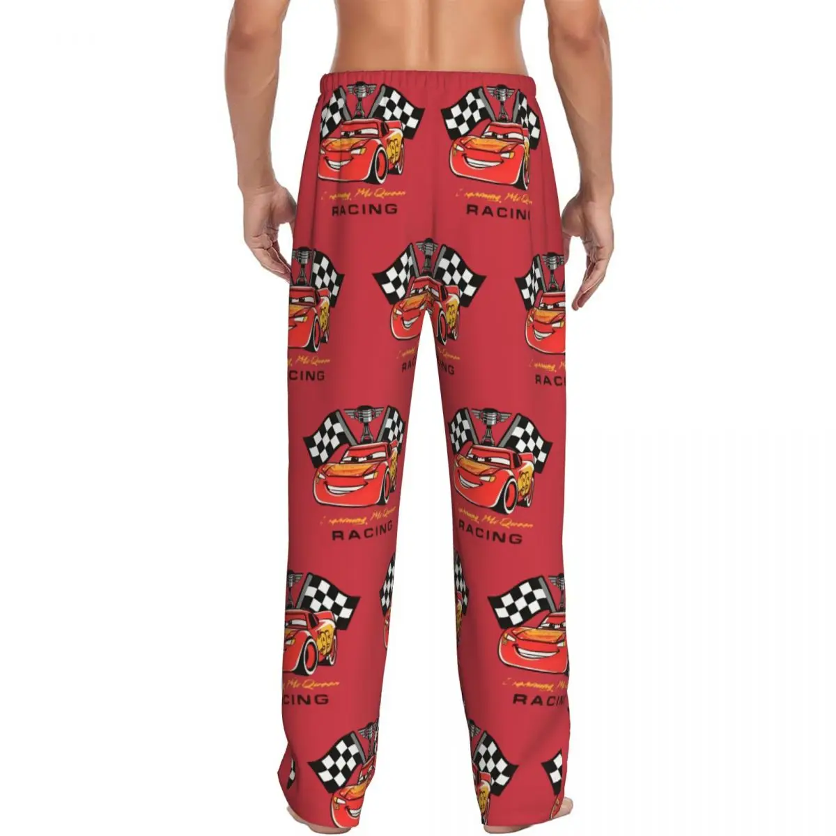 Calça de pijama masculina personalizada relâmpago mcqueen, calça de dormir com cordão e bolsos