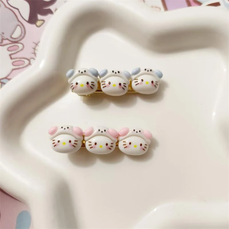 Pince à cheveux Sanurgente Anime pour fille, épingle à cheveux, épingle à cheveux, chapeau, chaton, mignon, Hello Kitty, doux, coeur, bec de canard, accessoire, cadeau