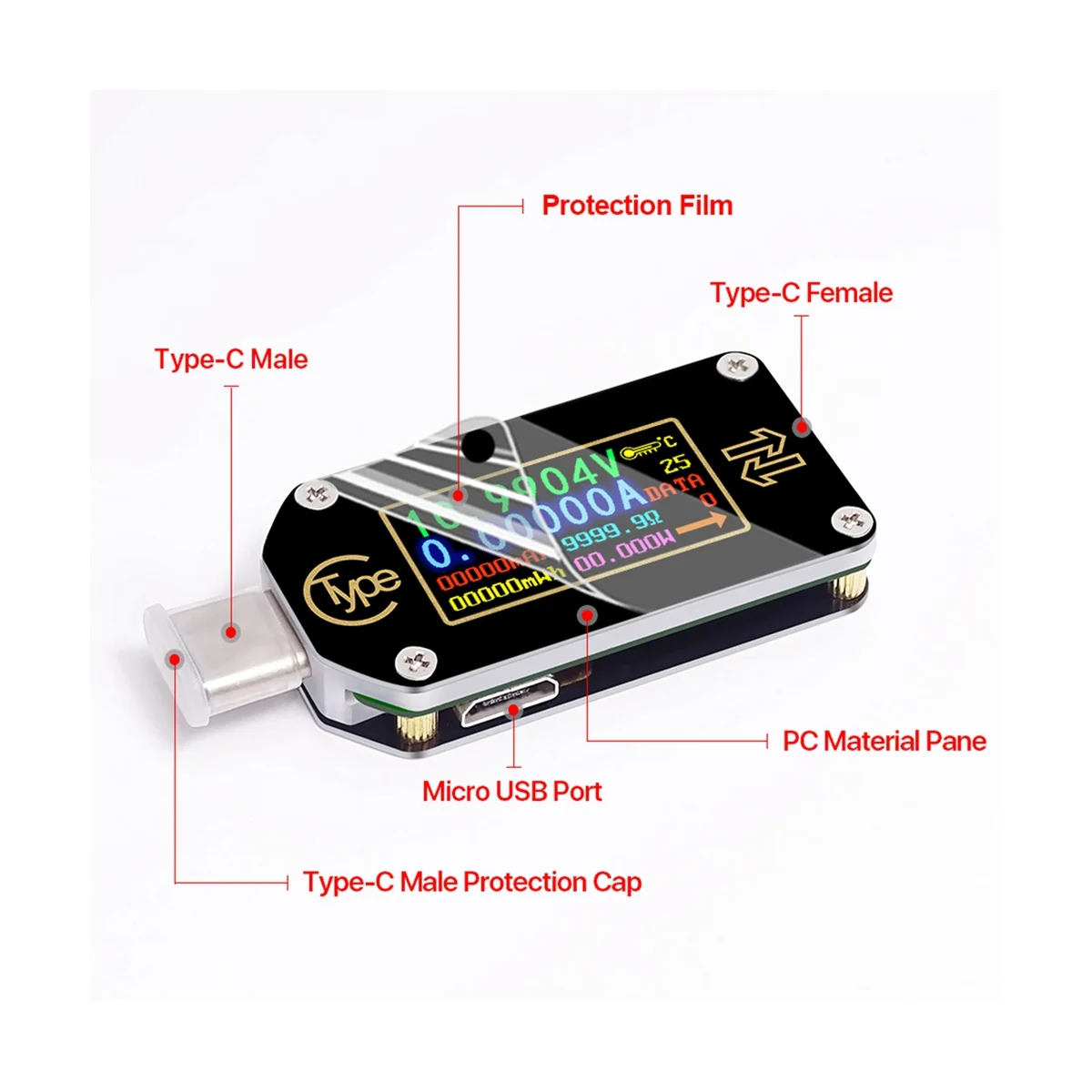 Rd Tc66 Type-C Pd Trigger USB Voltmeter Ammeter Voltage 2 Way Current Meter Multimeter Pd Charger Battery USB Tester1