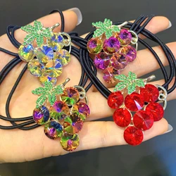 Rhinestone Hair Accessories Shiny Grape Crystal Hair Ring Hair Rope Sweet Sen Fruit K9 Shiny Exquisite Tie Head Rope