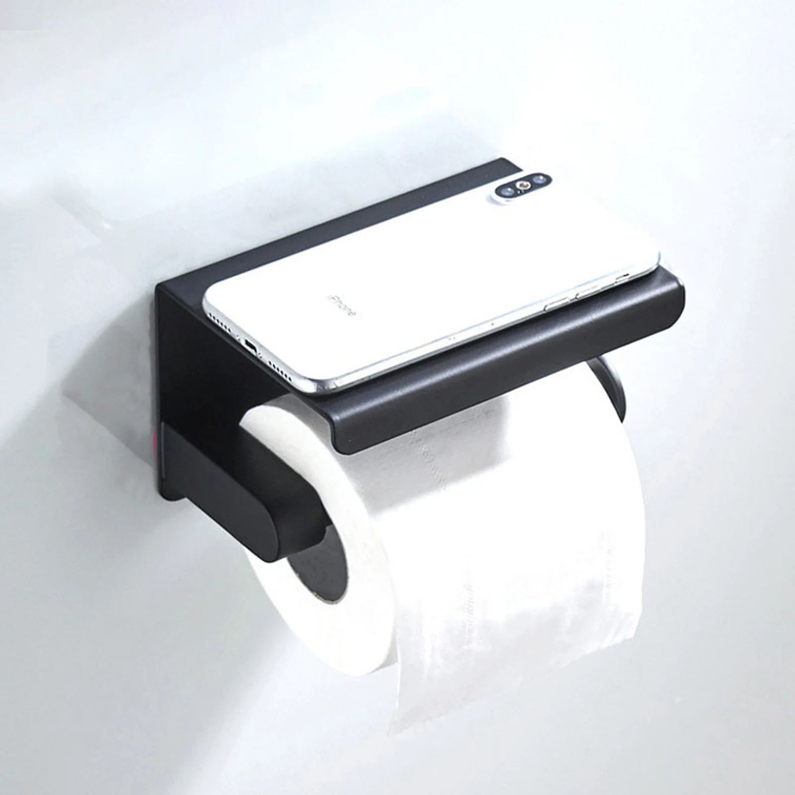 Stainless Steel Toilet Paper Roll Holders Shelf with Phone Storage Holder Tray for Bathroom Kitchen Easy To Install Accessories