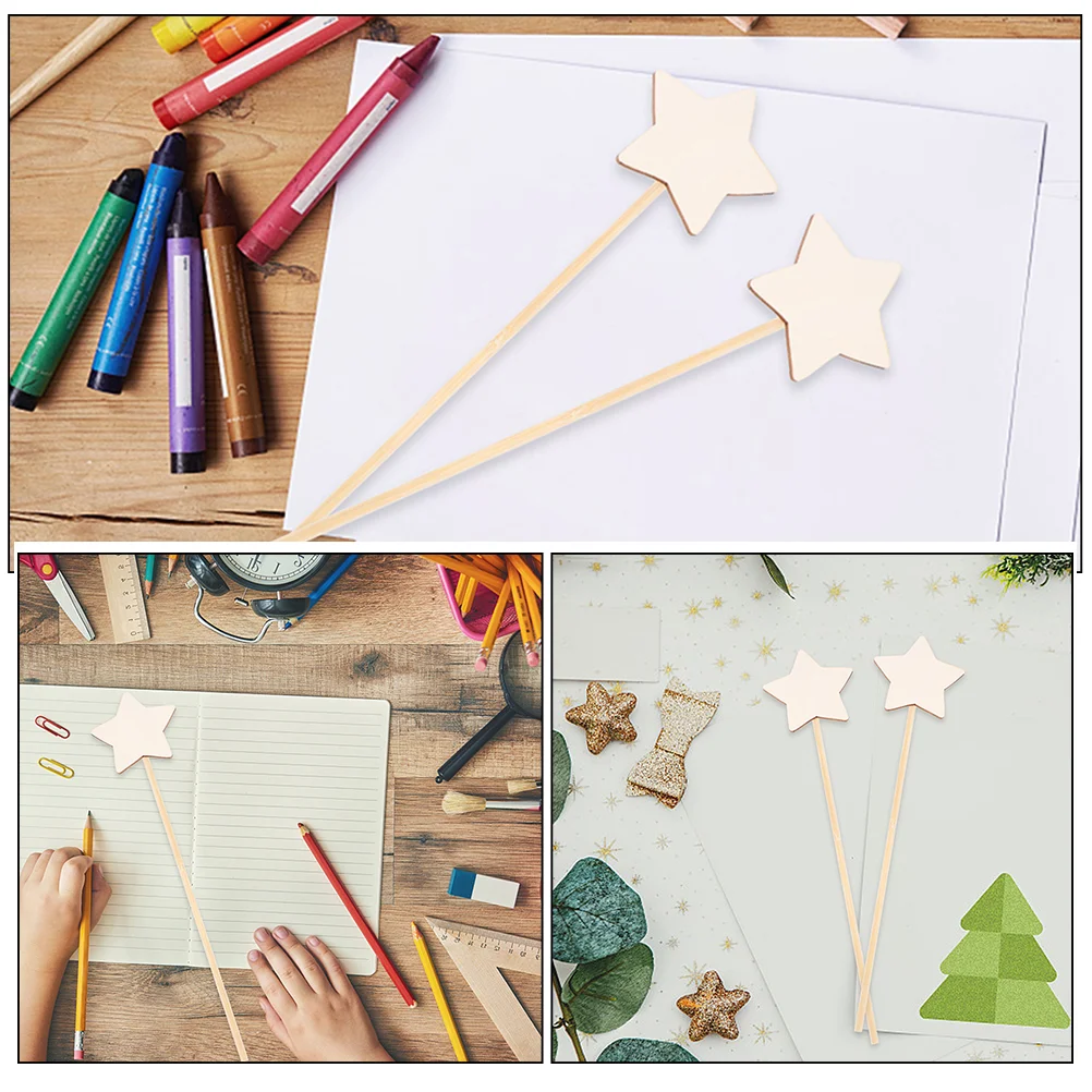 10 Pcs Crafts for Girls Star Graffiti Stick DIY Fairy Wooden Princess Kits Child