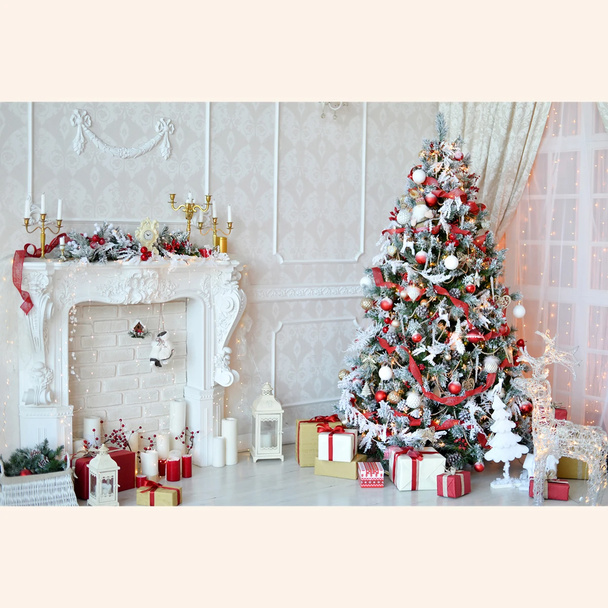 

Christmas Tree Balloon Background Cloth Photo Backdrop Durable Pictorial Christmas Backdrops Photography Scene Studio Supplies