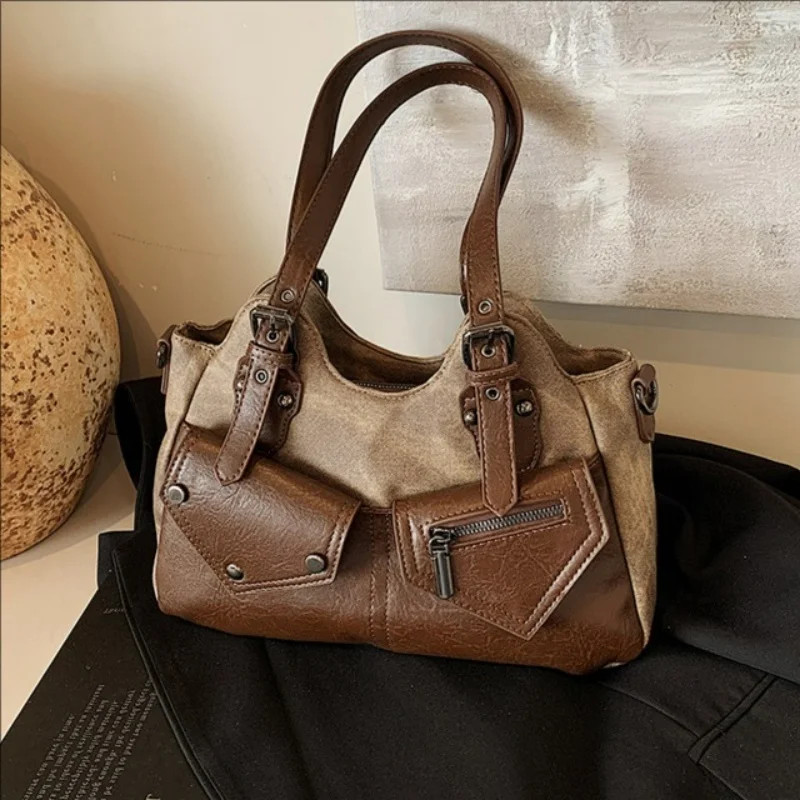 

Ретро-стильные сумки через плечо, европейско-американские высококачественные сумки, модные универсальные сумки-тоут, простые персонализированные женские сумки