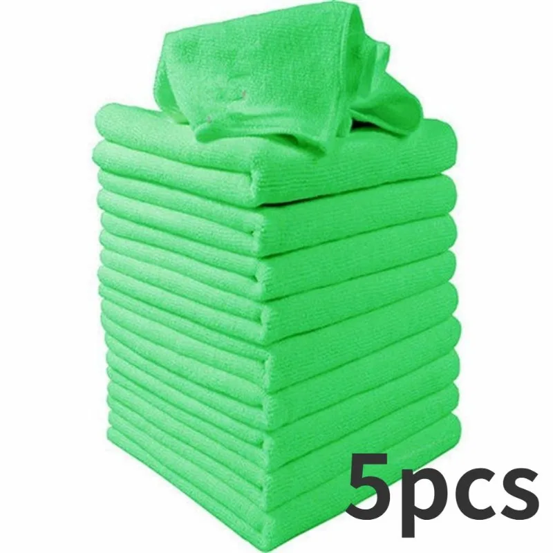 5Pcs Hot New Soft Auto Detailing Green Microfiber Car Wash Towel Cleaning Duster