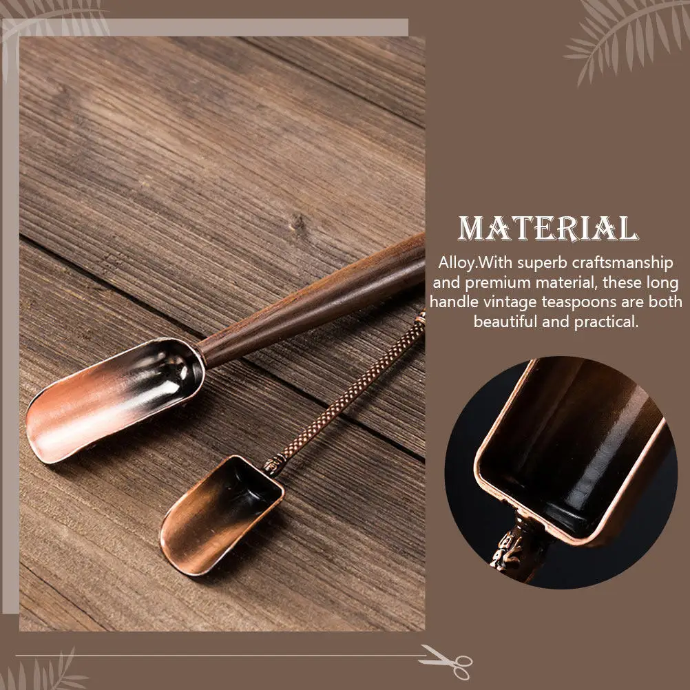 Vintage Long Handle Wooden Teaspoon for Loose Leaf Tea Scooping Salt Coffee Flour Sugar Milk Powder Multi-Function Household Tea view 4