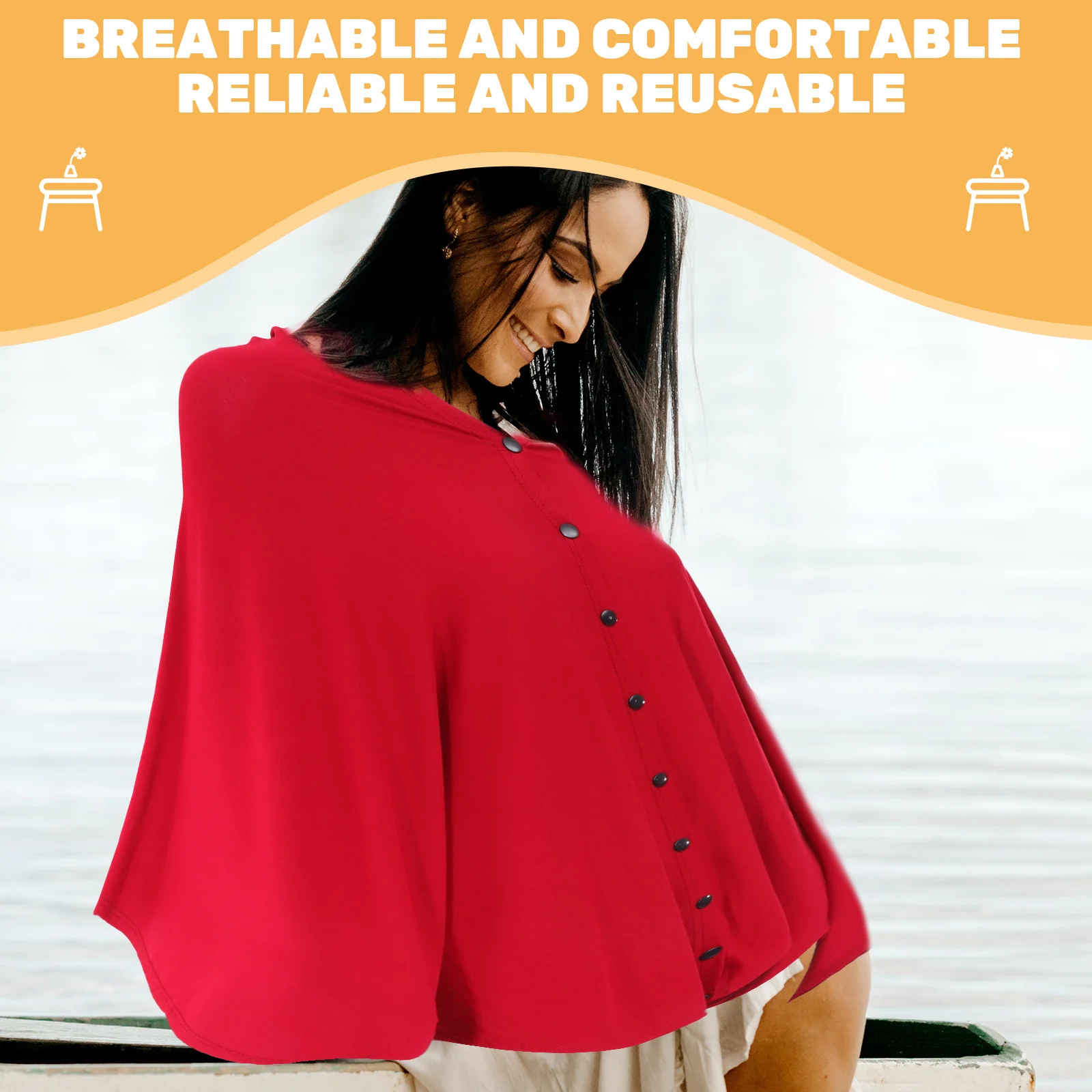 

Breastfeeding Cover Nursing Shawl Scarf Women Privacy Poncho Wraps Cotton Reusable Adjustable Buttons Large Size