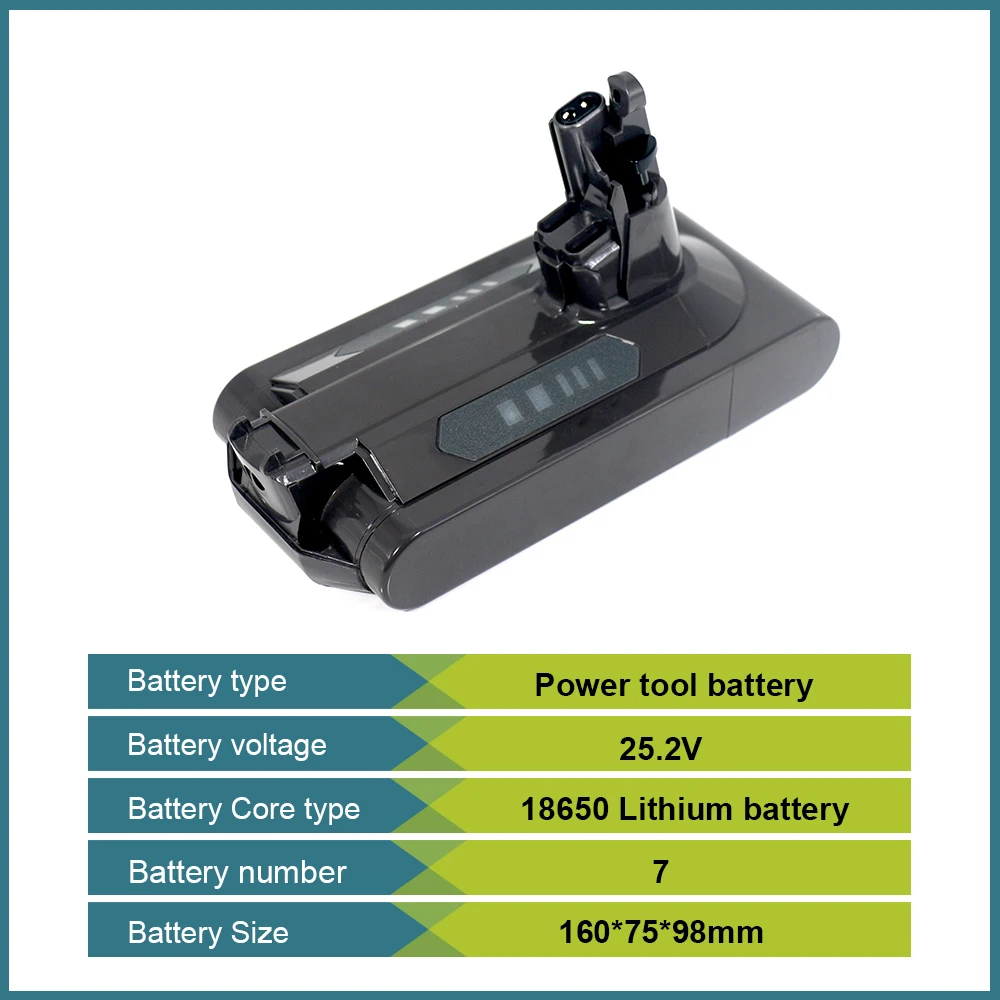 

25.2V V10 Replacement Battery 25.2V 2.5Ah 2500mAh For Dyson V10,SV12 Absolute,V10 Fluffy , cyclone V10 Battery Vacuum Cleaner