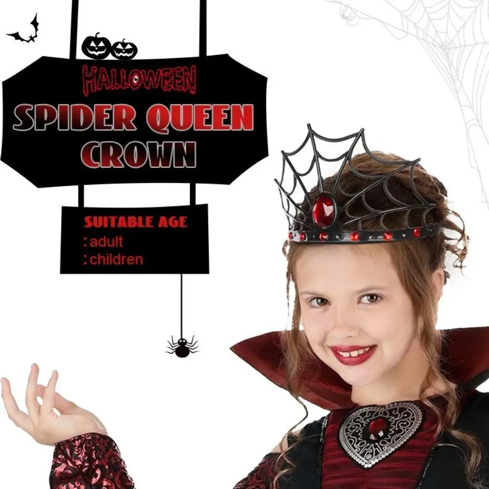 Shining Diamond Spider Queen Crown Cosplay Gothic Spider Web Hoofdband Haarornament Maskerade Halloween Hoofdband Carnaval