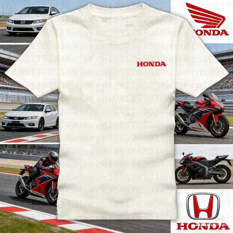 

2025-26 Summer Honda Fashion Moto Honda Graphic Work Clothes 100% Cotton Printed T-shirt Loose Casual Comfortable and Breathable