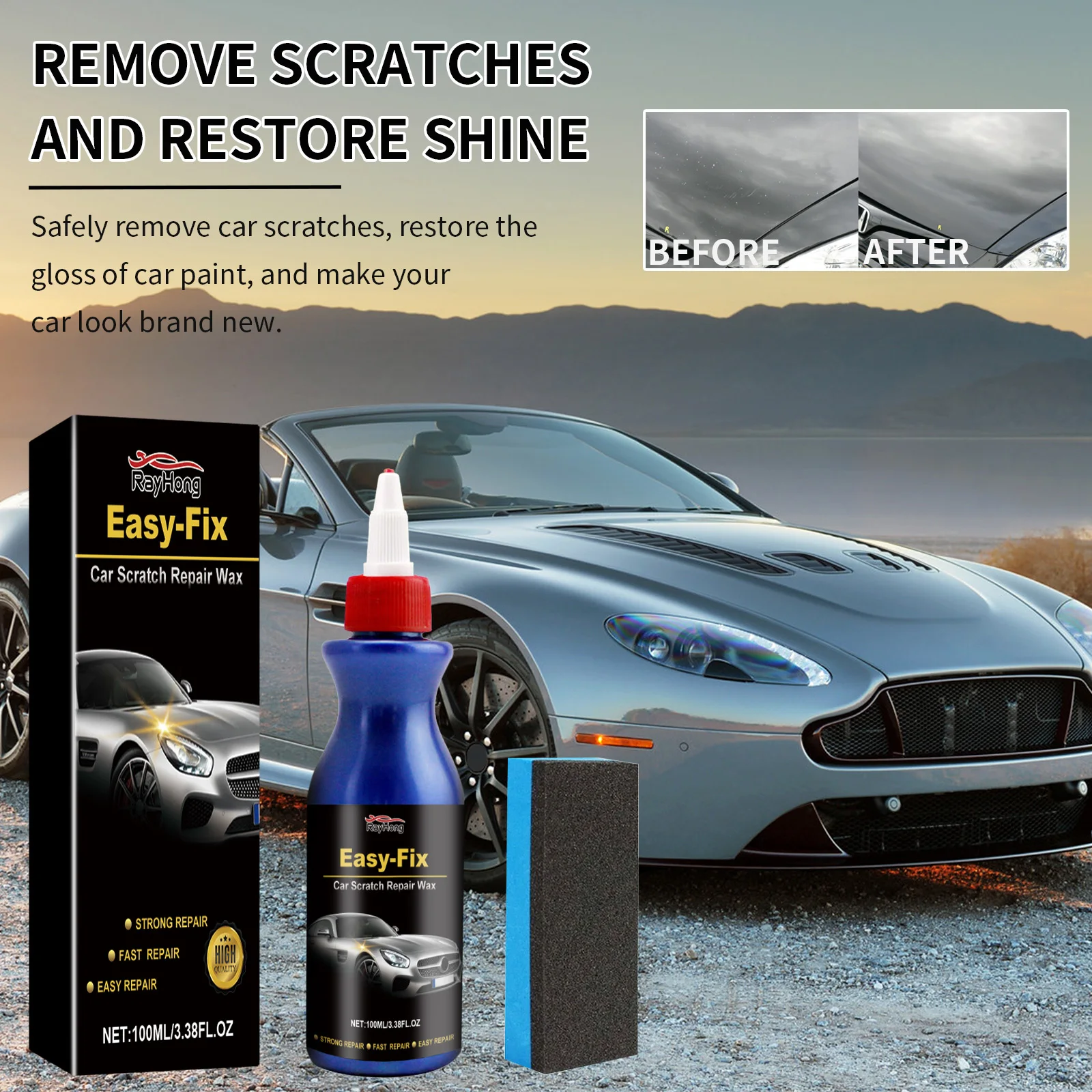 Car Scratch Recovery Wax สีรถ Scratch Wax Car Scratch Wax ฟองน้ําชุดเหมาะสําหรับรถ Paint Care 100ML