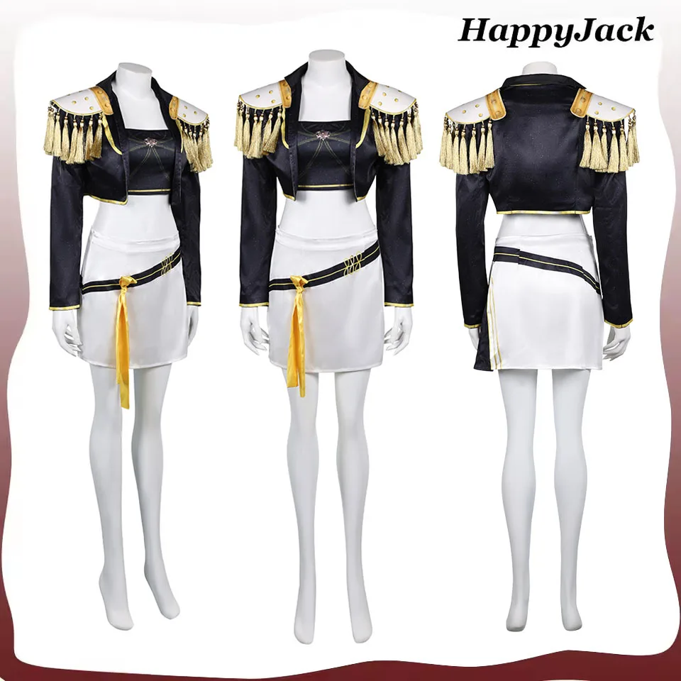 

Kids Mira Cosplay Black Gold Team Costume 2025 Demon Cartoon Hunters Roleplay Girls Stage Clothing Halloween Carnival Suit