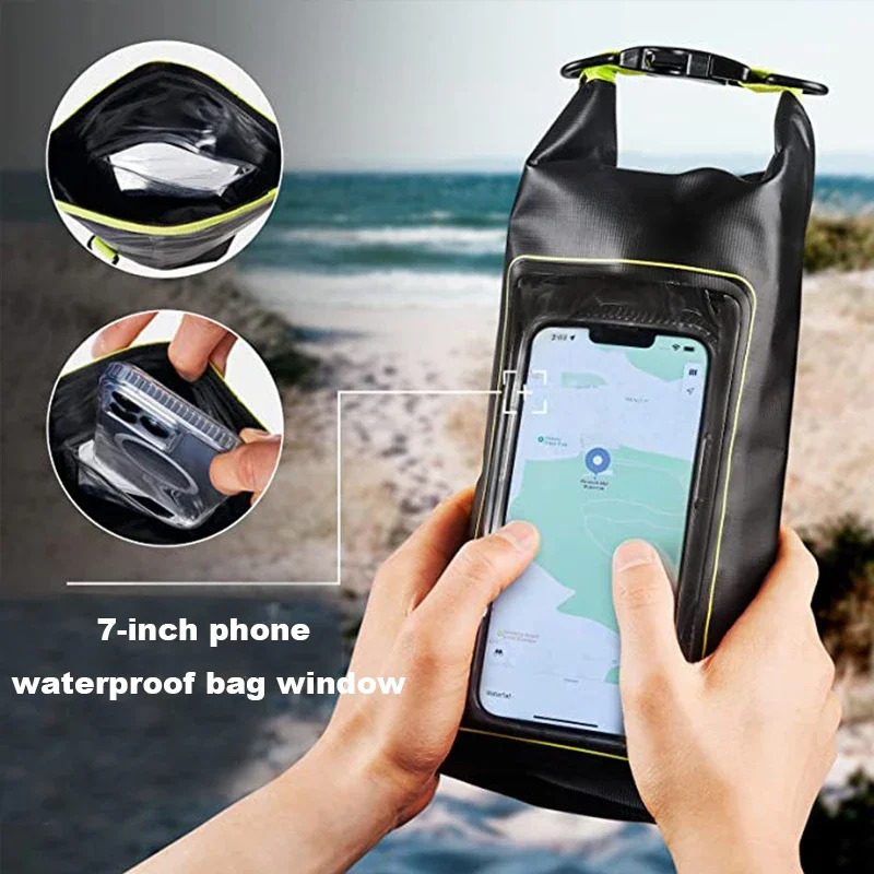 Waterproof PVC Bag With Phone Touch Dry Bag 5L 2L Shoulder Swimming Diving Rafting Floating Beach Sport Kayaking Surfing Bag New