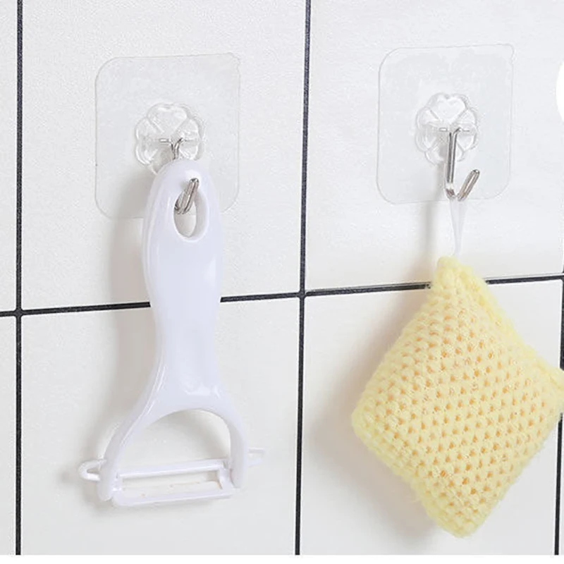 5PC Strong Transparent Suction Cup Sucker Wall Hook Kitchen Holder Bathroom Accessories Wall Storage Hangers Shelf Organizer