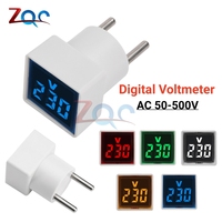 Mini Universal Square Voltmeter LED Digital Voltmeter Ammeter AC 50-500V Voltage Current Indicator Car Volt Amp Tester Detector