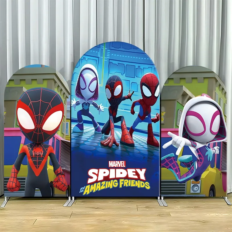 

Arch Backdrop Cover Single Side Marvel Spidey Amazing Friends Superhero Party Decoration Photo Booth Background Props Room Decor