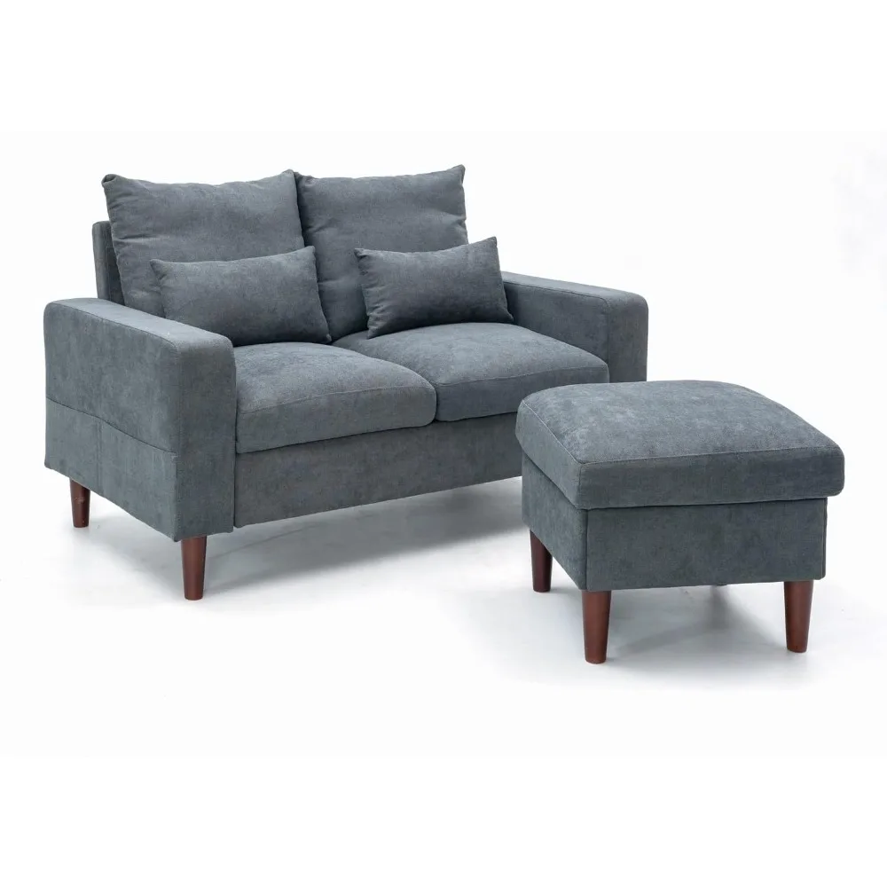 

Секционный диван L-образный двухместный диван, современный льняной Love Seater, мебель для дома с двусторонним пуфиком для небольшого пространства, гостиной Ro