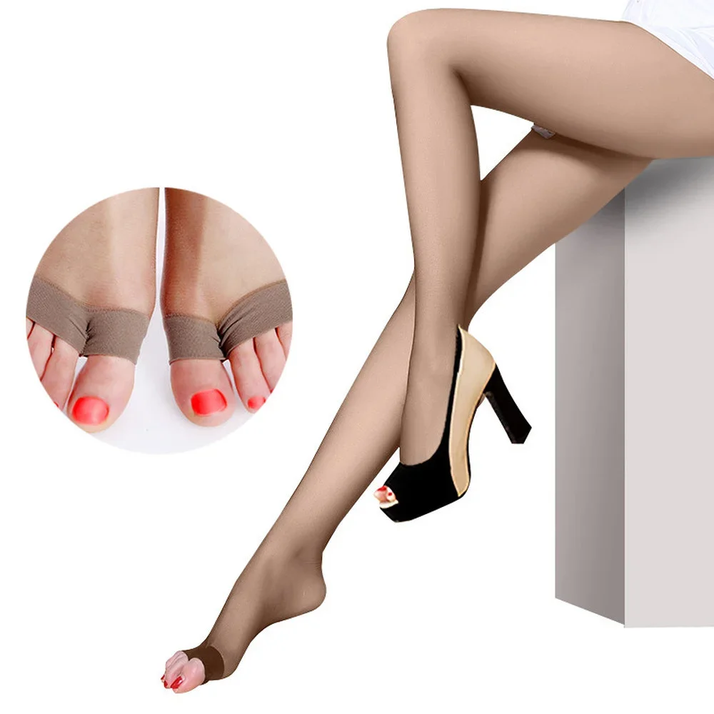 Sexy Damen-Strümpfe mit Offener Zehenpartie, Transparenter Strumpfhose-Effekt, Elastische Nylon-Overknee-Strümpfe, Durchsichtige Damenstrümpfe – Detail 1