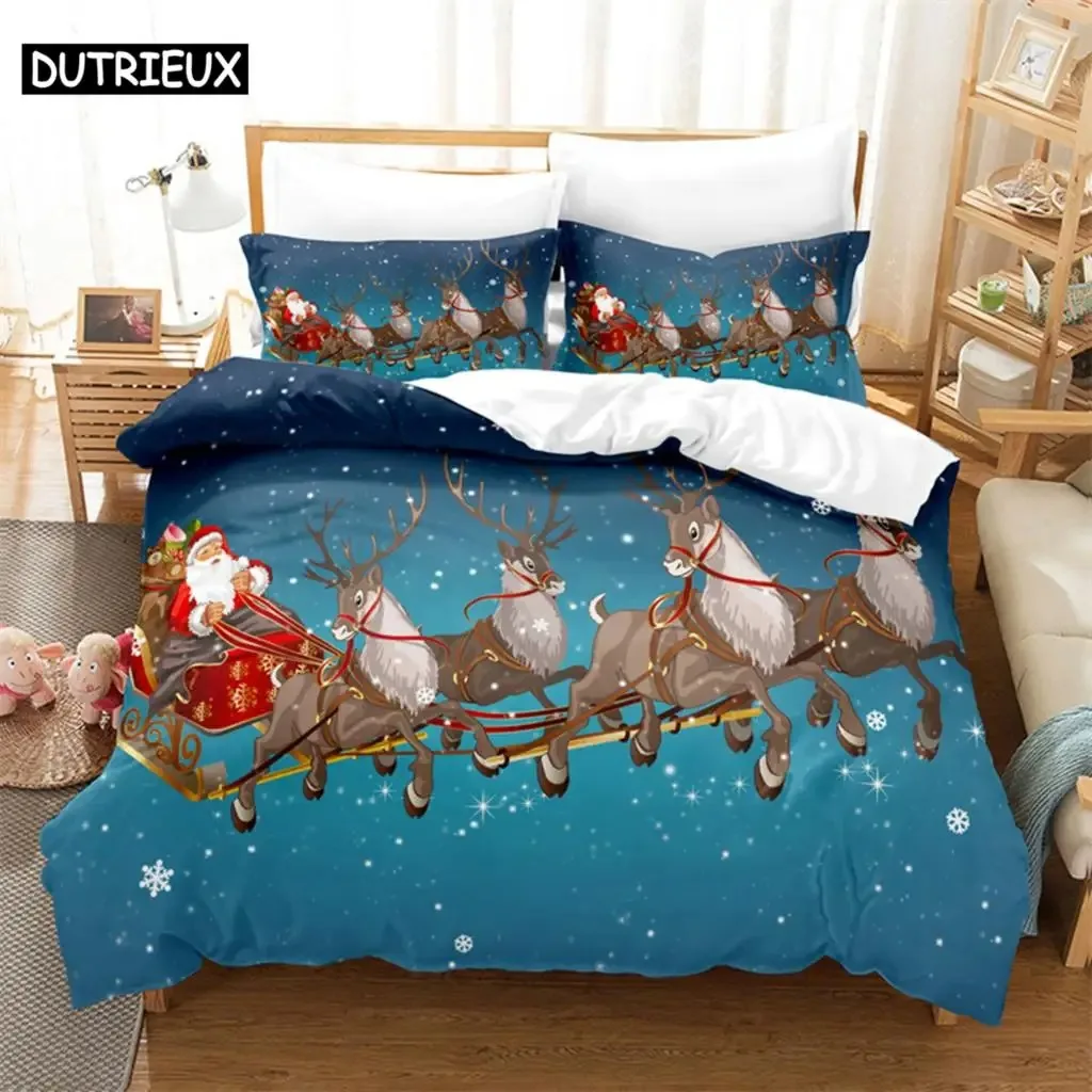 Santa Clause Sleigh Bedding Set Duvet Cover Set 3d Bedding Digital Printing Bed Linen Queen Size Bedding Set Fashion Design