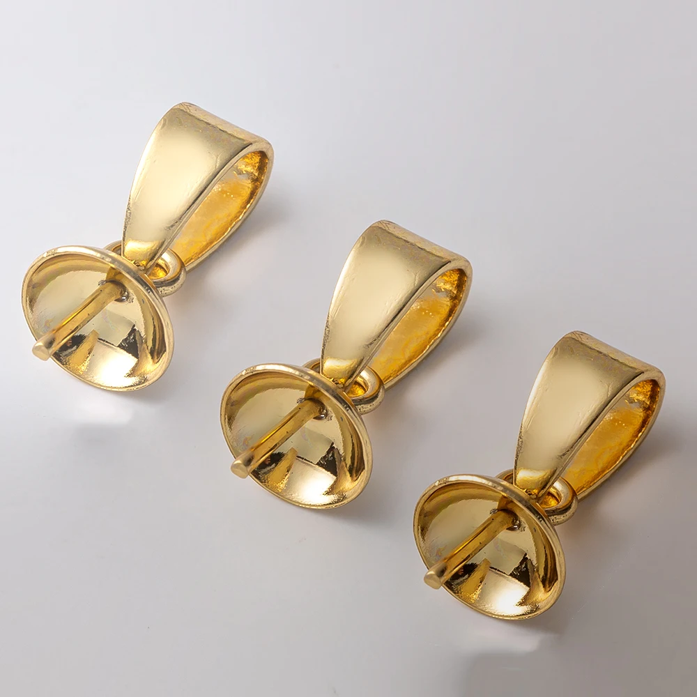 10pcs Stainless Steel Pearl Cup Charm Clasps Connector Peg Pin Bails for DIY Half Drilled Beads Dangle Necklace Jewelry Making