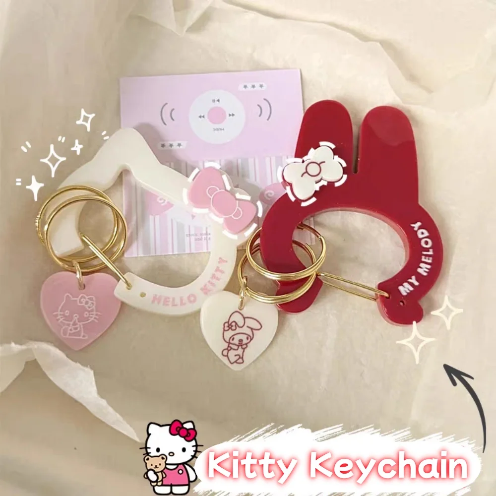 

Anime Sanrio Hello Kitty Melody Cartoon Keychain Kawaii Kt Cat Student Backpack Decorative Keying Accessory Gifts For Girls